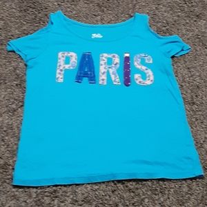 Blue Paris themed childrens Justice shirt.